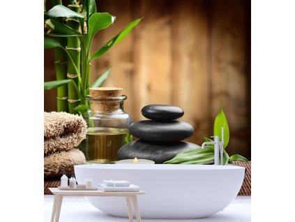 Fotótapéta Bambusz, zen kövek a gyógyfürdoben