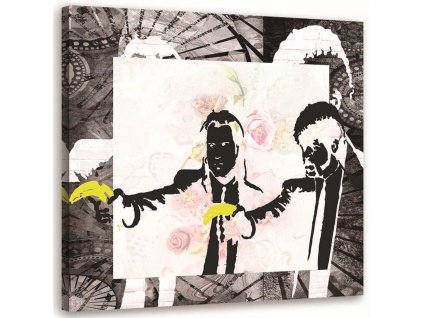 Vászonkép Banksy gengszterek, majmok banánnal