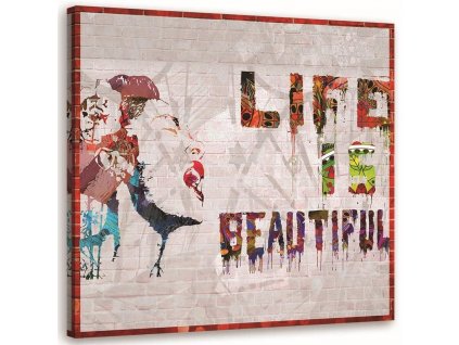 Vászonkép Banksy falfestmény - az élet szép