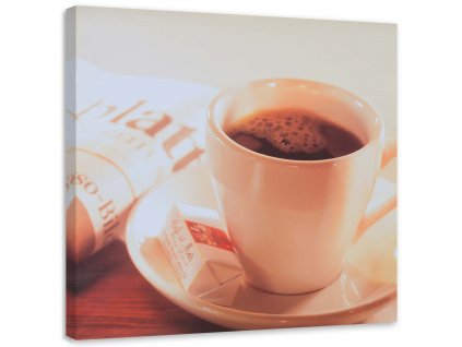 Vászonkép Kávé fehér csészében