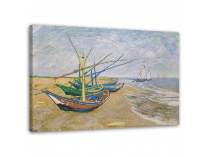 Vászonkép Halászcsónakok a strandon Saintes-Maries-de-la-Merben - Vincent van Gogh, reprodukció