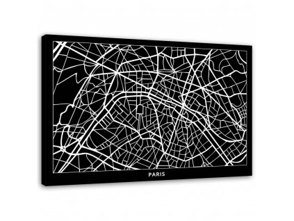 Vászonkép Párizs utcák térképe