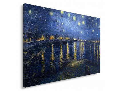 Vászonkép Vincent van Gogh festményének reprodukciója - csillagfényes éjszaka a rhone fölött