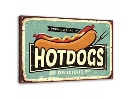 Vászonkép Tábla retro hot dog