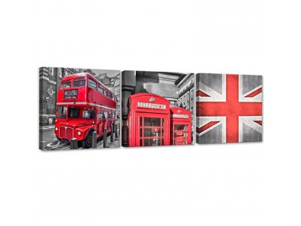 Vászonképek készlet Brit vörös - 3 részes