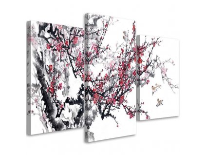 Vászonkép Japán cseresznyevirágok - 3 részes
