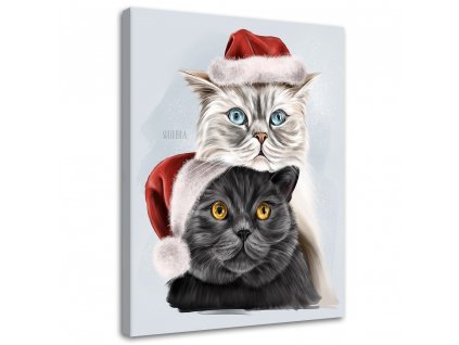 Vászonkép Macskák karácsonyi sapkában - Svetlana Gracheva