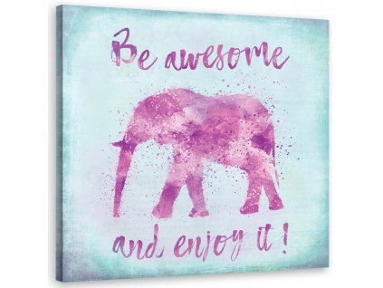 Vászonkép Felirat és egy rózsaszín elefánt alakja - Andrea Haase