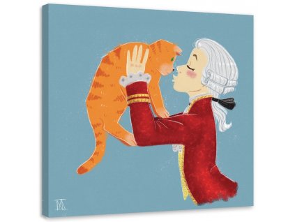 Vászonkép Ember egy piros macskával - Daniela Herrera