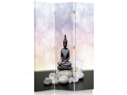 Paraván Buddha figura és kövek