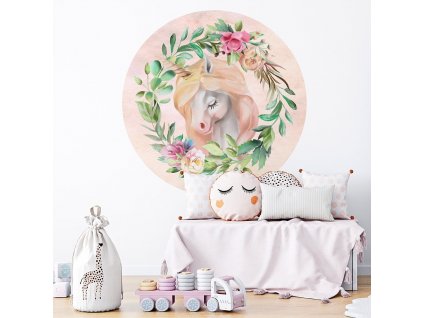 Falmatrica gyerekeknek Unicorns and flowers - egyszarvú és koszorú négy színu rózsával