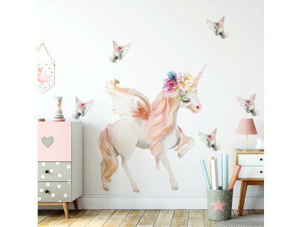 Falmatrica gyerekeknek Egyszarvú szárnyakkal watercolor