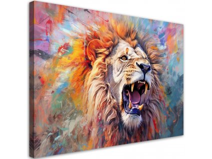 Vászonkép Hatalmas oroszlán és színek