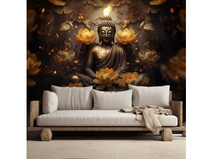 Fotótapéta Arany Buddha és lótuszvirág