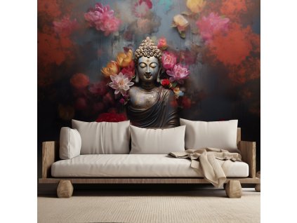 Fotótapéta Buddha virágokkal körülvéve