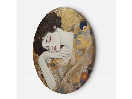 Kerek vászonkép Női arc - Gustav Klimt, reprodukció