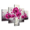 Kézzel festett kép Rózsaszín pipacsok - 5 részes