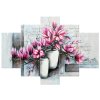 Kézzel festett kép Rózsaszín magnóliák a vázában - 5 részes