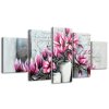 Kézzel festett kép Rózsaszín magnóliák a vázában - 5 részes
