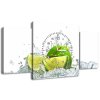Órás falikép Zöld lime - 3 részes