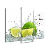 Órás falikép Zöld lime - 3 részes