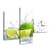 Órás falikép Zöld lime - 3 részes