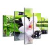 Órás falikép Fehér orchidea és kövek - 5 részes