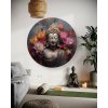 Kerek vászonkép Buddha virágokkal körülvéve