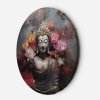 Kerek vászonkép Buddha virágokkal körülvéve