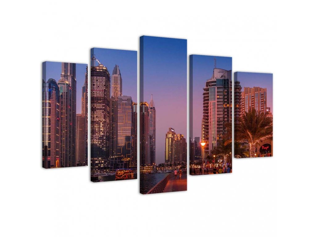 Obraz na plátne Dubaj večer - 5 dielny