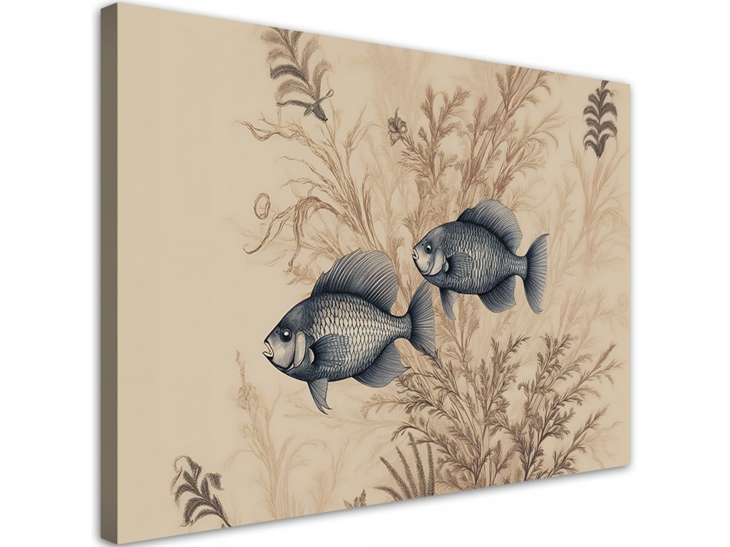 Obraz na plátne Vodné rastliny a ryby