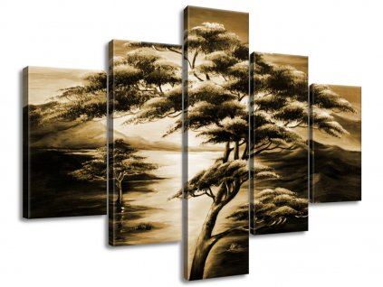 5 dielny ručne maľovaný obraz Silné stromy