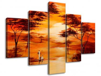 5 dielny ručne maľovaný obraz Nádherná Afrika
