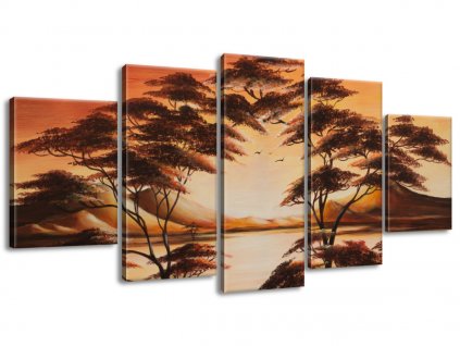 5 dielny ručne maľovaný obraz Krásna Afrika