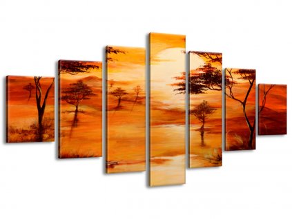7 dielny ručne maľovaný obraz Západ slnka