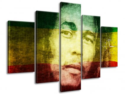 5 dielny obraz s hodinami Legendárny Bob Marley