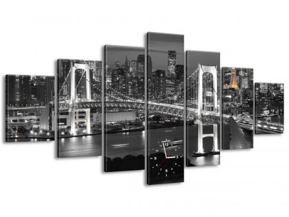 7 dielny obraz s hodinami Most Tokyo Bay