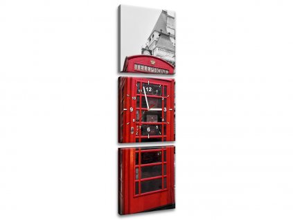 3 dielny obraz s hodinami Telefónna búdka v Londýne UK