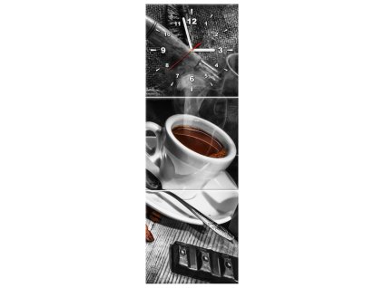 Obraz s hodinami Káva arabica - 3 dielny