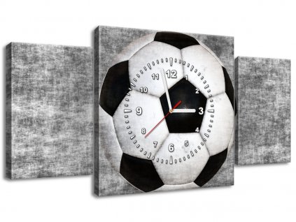 3 dielny obraz s hodinami Futbalová lopta