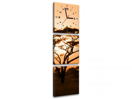 3 dielny obraz s hodinami Nádherná africká krajina