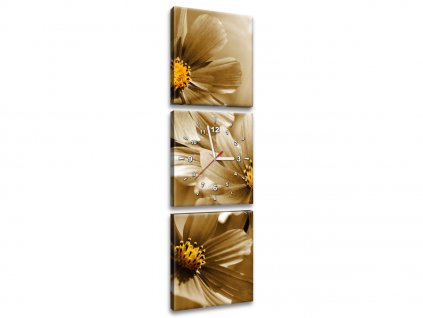 3 dielny obraz s hodinami Kvetnatá krása