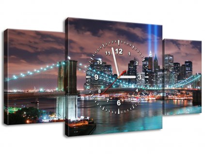 3 dielny obraz s hodinami Panoráma Manhattanu