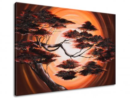 Ručne maľovaný obraz Strom pri západe slnka