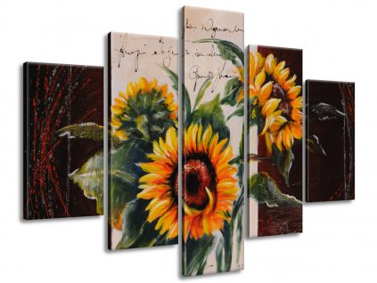 5 dielny ručne maľovaný obraz Skromné slnečnice