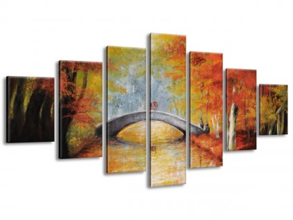 7 dielny ručne maľovaný obraz Po jesennom moste