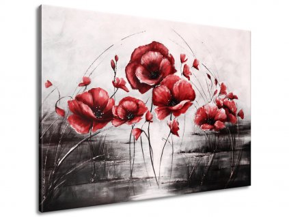 Ručne maľovaný obraz Červené Vlčie maky 70x100cm + Darček
