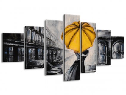 7 dielny ručne maľovaný obraz Žltý bozk v daždi