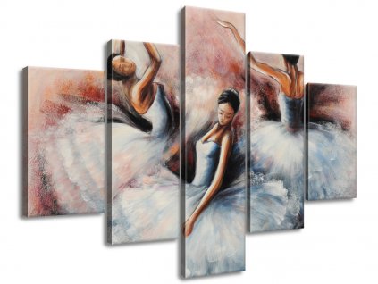 5 dielny ručne maľovaný obraz Nádherné baletky