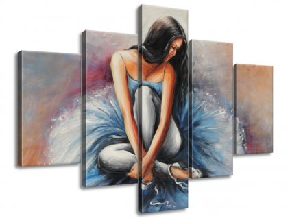 5 dielny ručne maľovaný obraz Tmavovlasá baletka